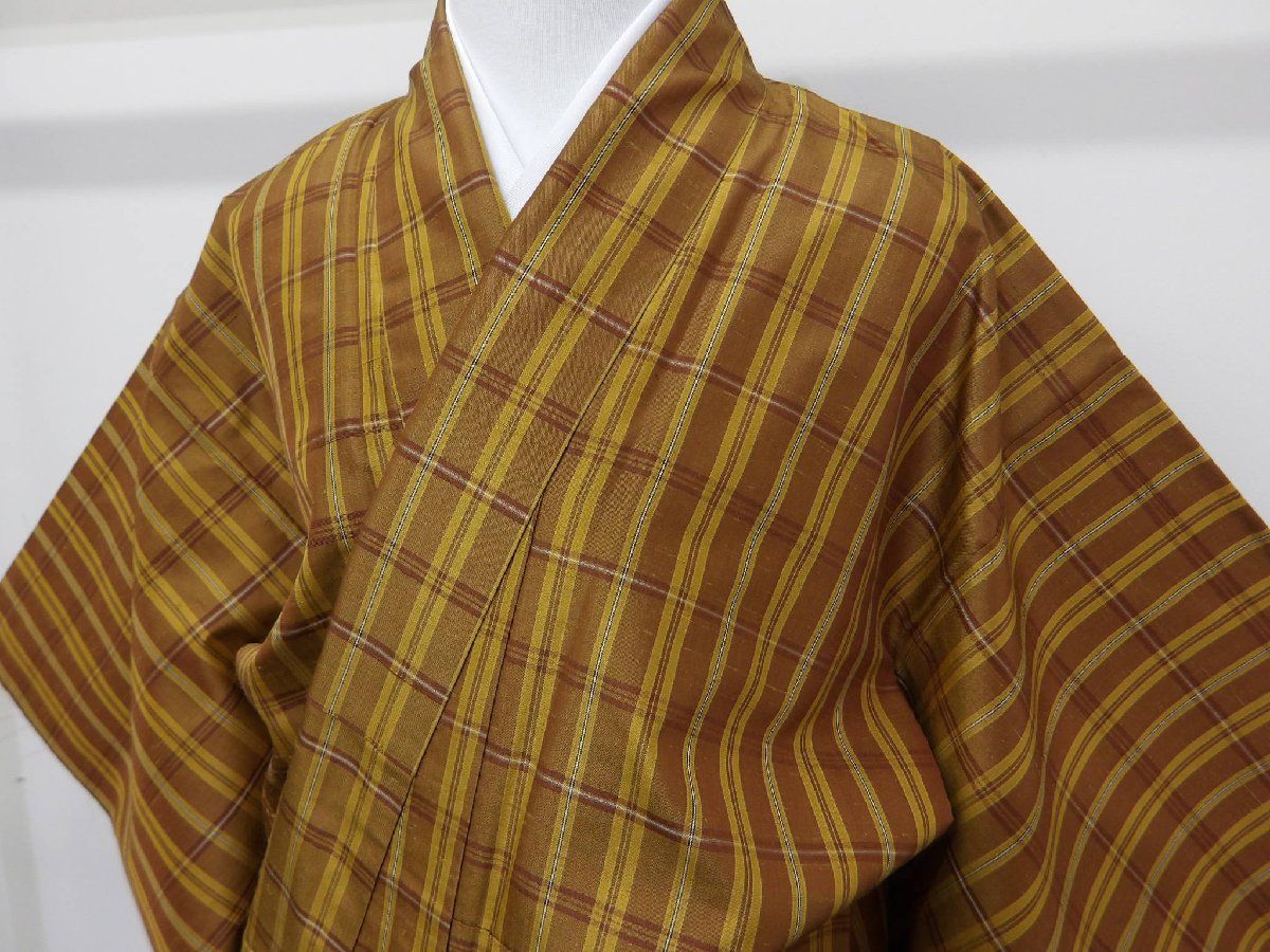 P 41045 本場 黄八丈紬 袷 bｃ