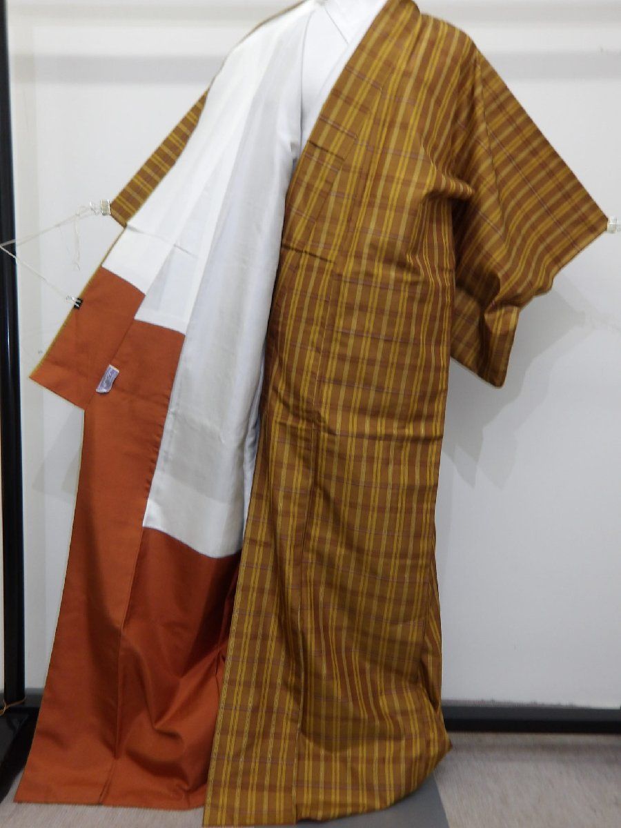 P 41045 本場 黄八丈紬 袷 bｃ