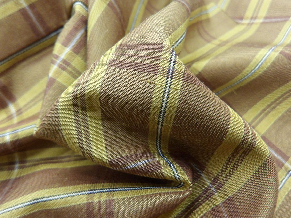  P 41045 本場 黄八丈紬 袷 bｃ 紬 着物