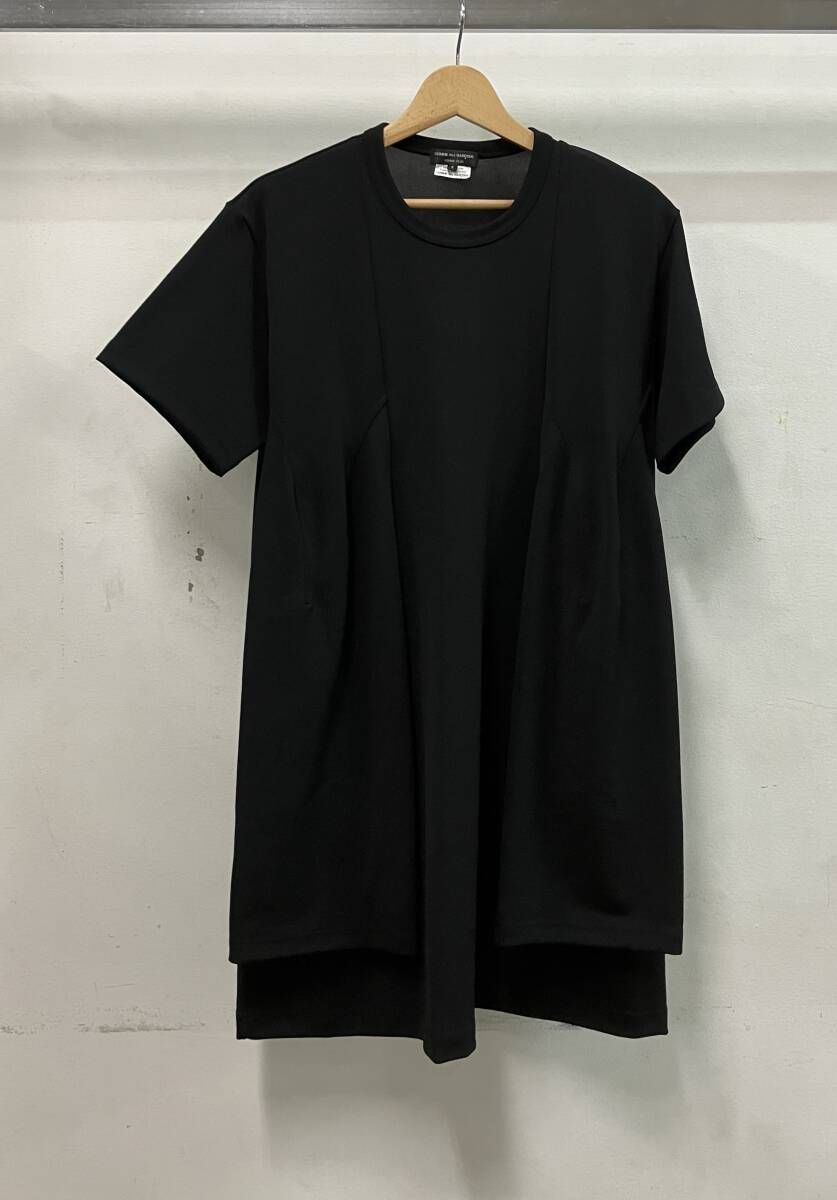 COMME des GARCONS コムデギャルソン HOMME PLUS PL T 013 AD 2025 フロントデザイン 半袖Tシャツ モード サイズS 黒 ポリエステル