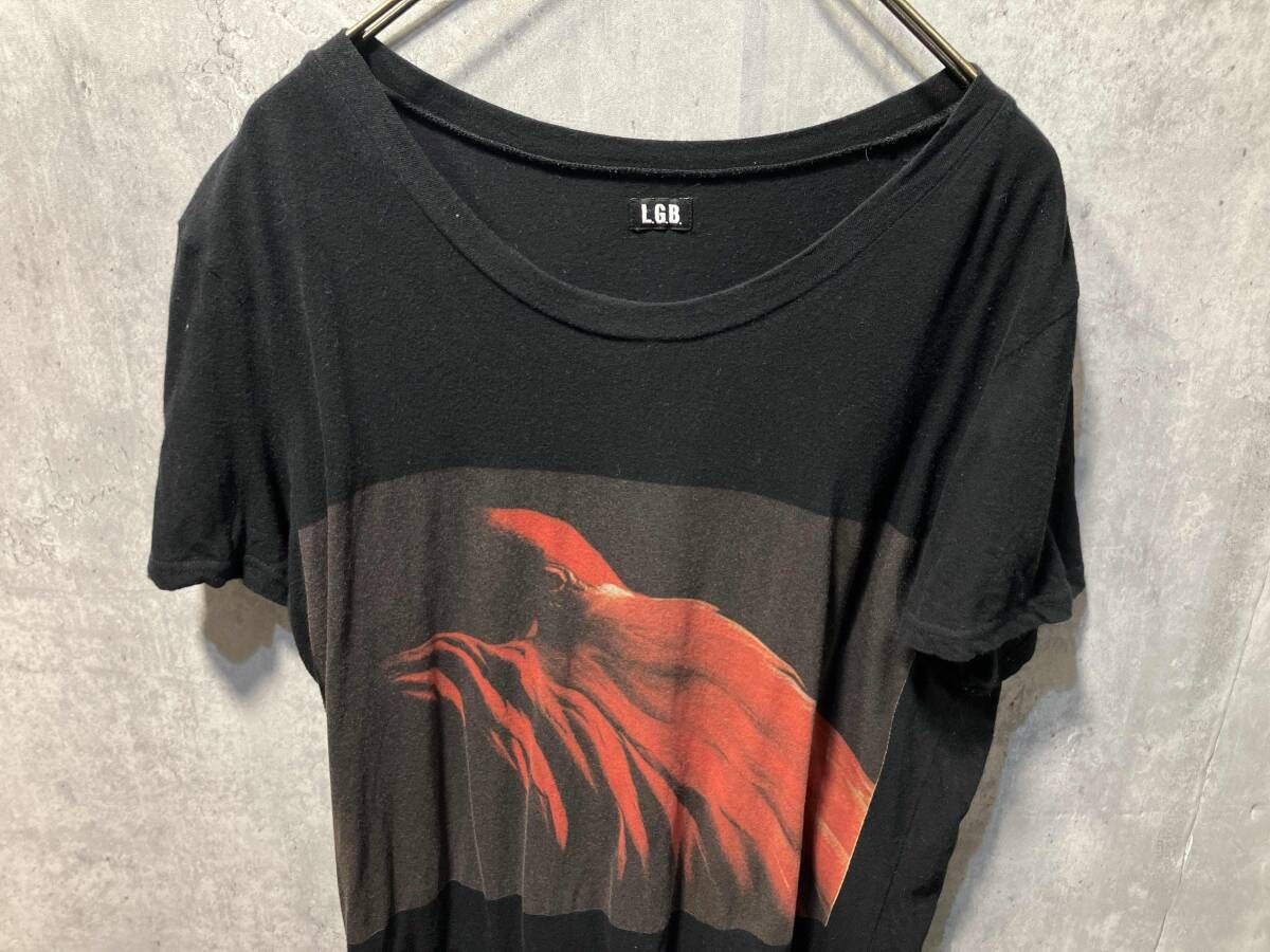 00s Y2K L.G.B. グラフィックロングカットソー 半袖Tシャツ 2 ブラック