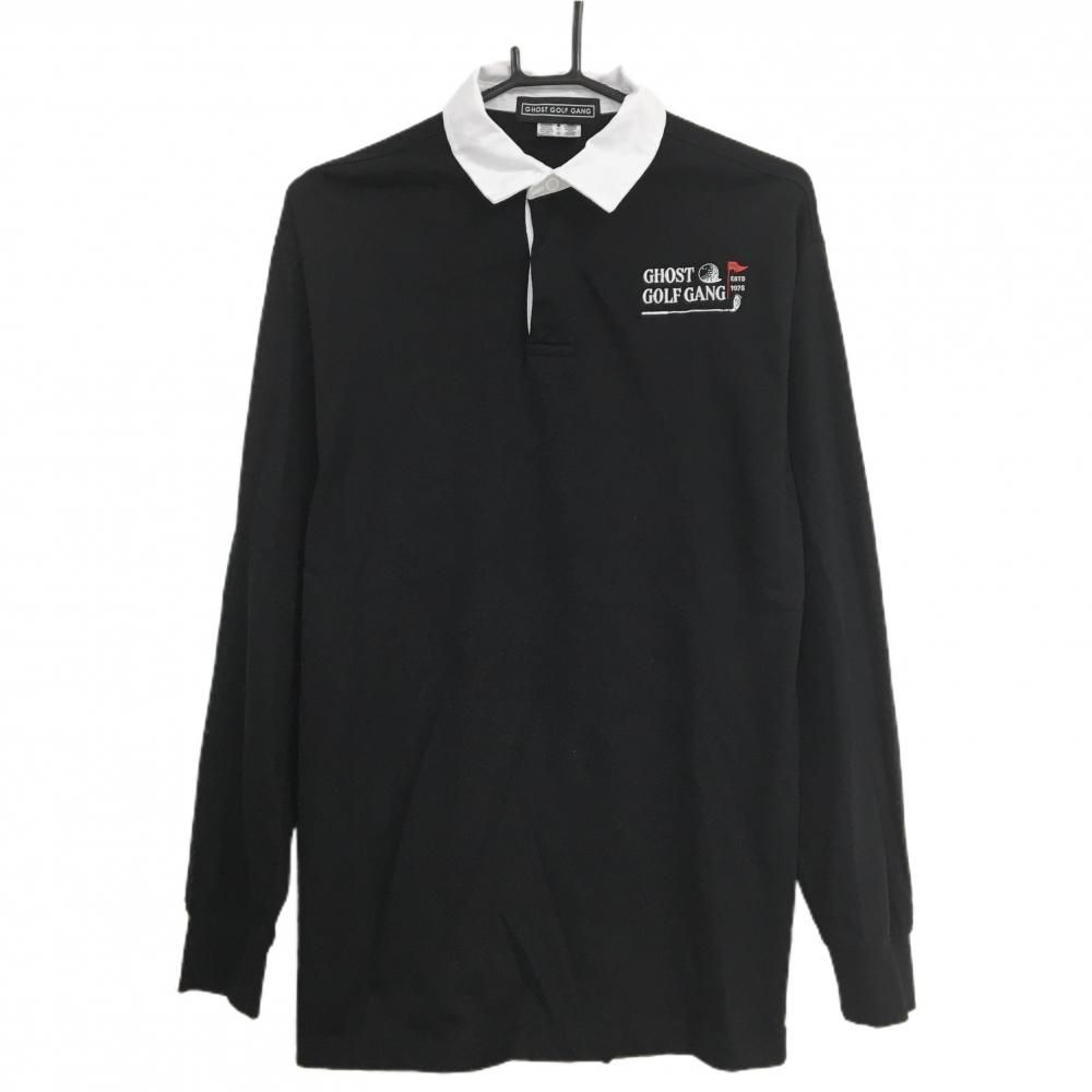 美品】ゴーストゴルフギャング 長袖ポロシャツ 黒×白 コットン100
