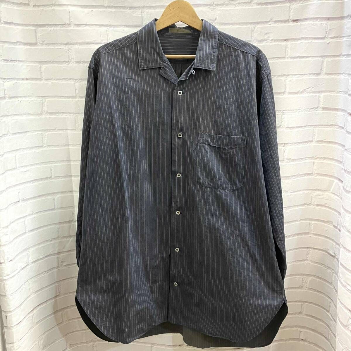 Y s for men ワイズフォーメン シャツ 長袖シャツ ネイビー ストライプ