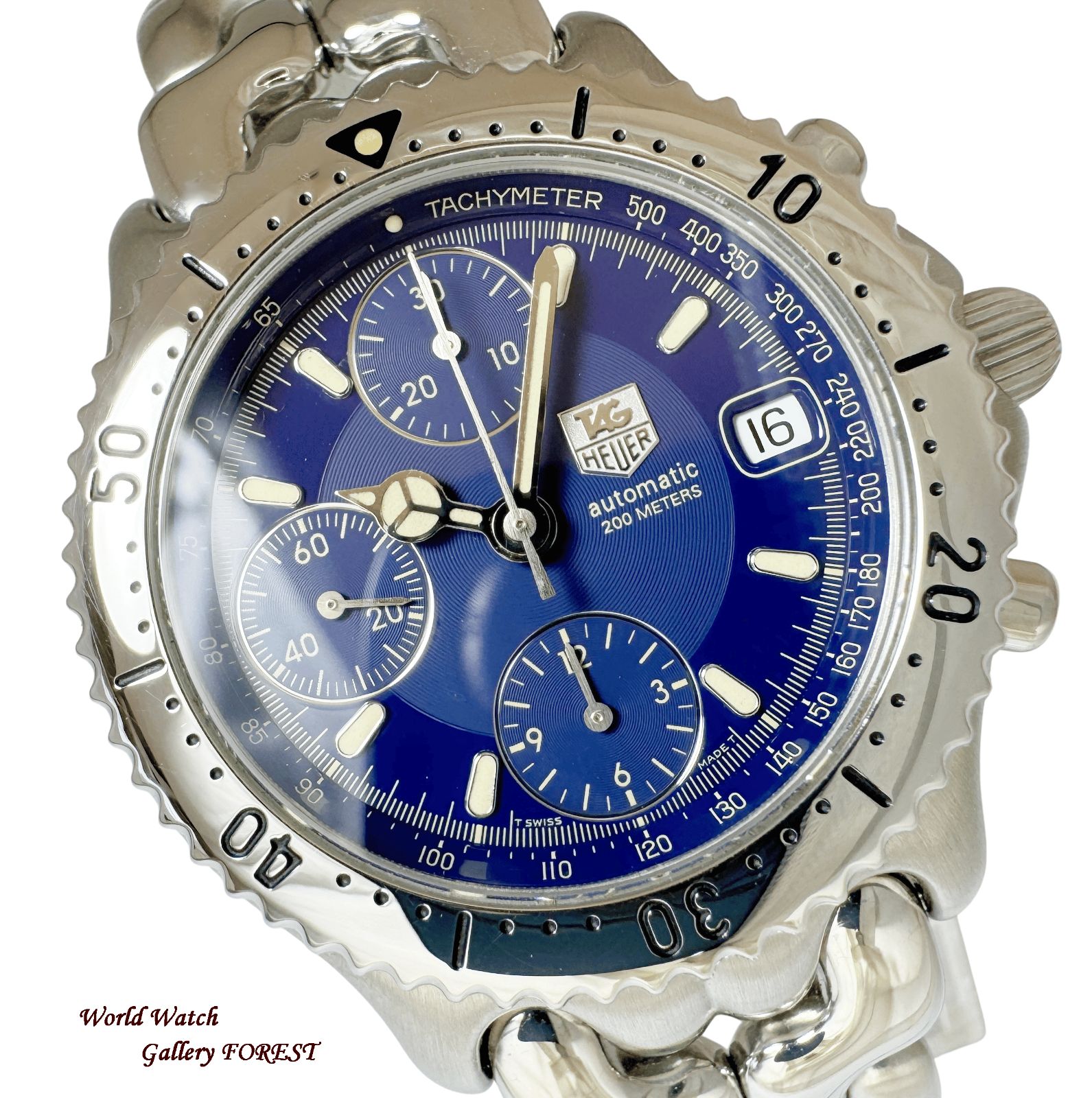  タグホイヤー TAG HEUER セル 200M CG2111 R0 クロノグラフ メンズ腕時計 自動巻き ブルー文字盤 Aランク ボトムス 自動巻き時計 腕時計(アナログ)