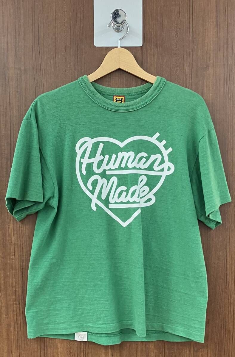 HUMAN MADE グリーン ハート型 半袖Tシャツ ヒューマンメイド Lサイズ メンズ