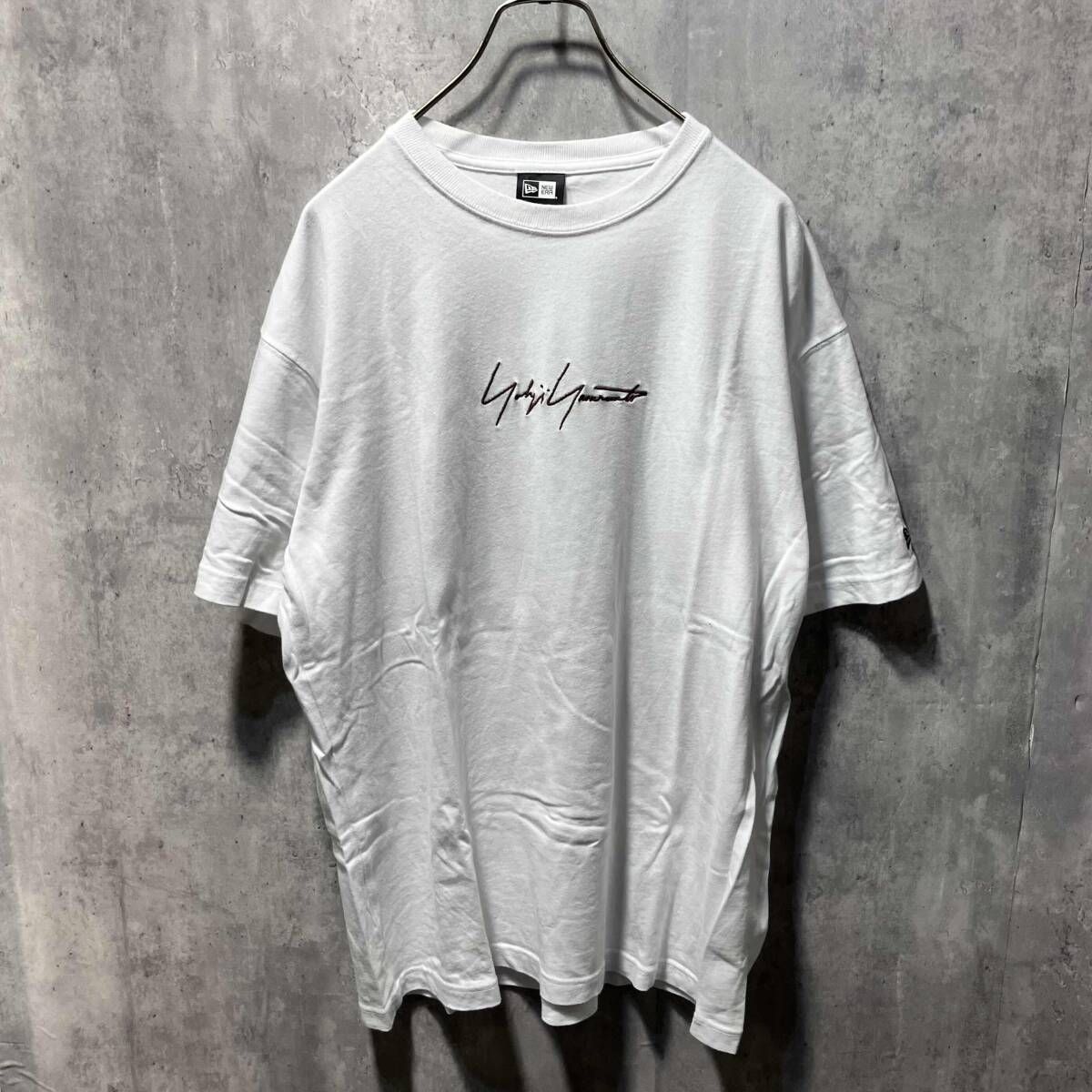 19 ss YOHJI YAMAMOTO POUR HOMME × ERA オレンジ刺繍ロゴカットソー ホワイト 半袖Tシャツ XLヨウジヤマモトプールオム ニューエラ