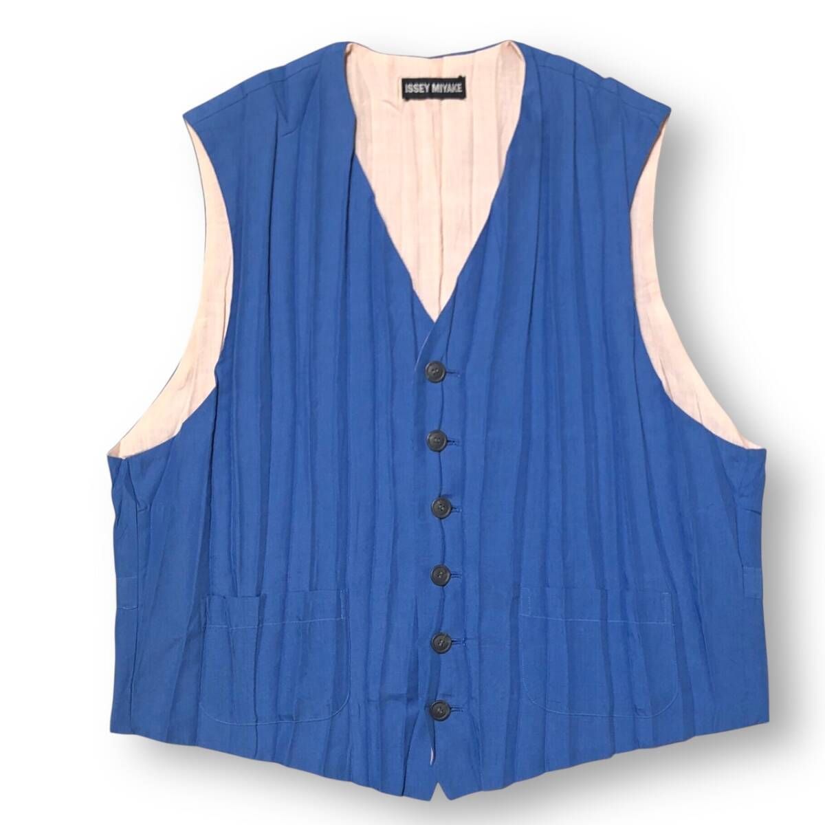 90 s archive ISSEY MIYAKE MEN pleats vestプリーツベスト ブルー イッセイミヤケ