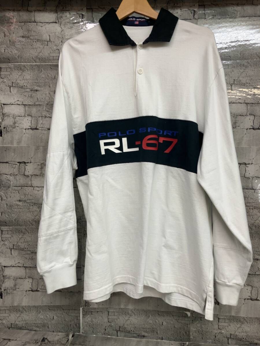 POLO SPORTS ラガーシャツ RL 67 長袖ポロシャツ ホワイト サイズL