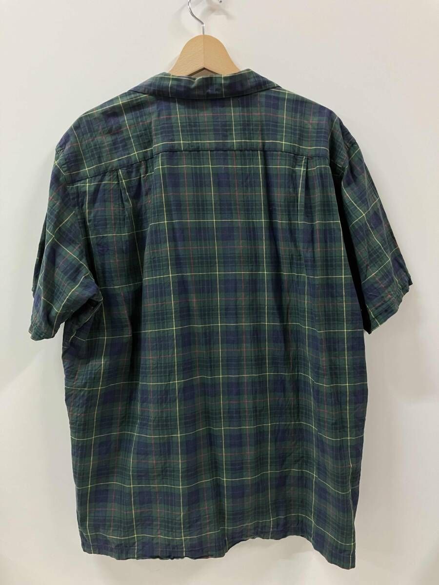 POLO RALPH LAUREN ポロラルフローレン 90 s オープン シャツ タータンチェック 半袖シャツ グリーン L ワンポイント刺繍