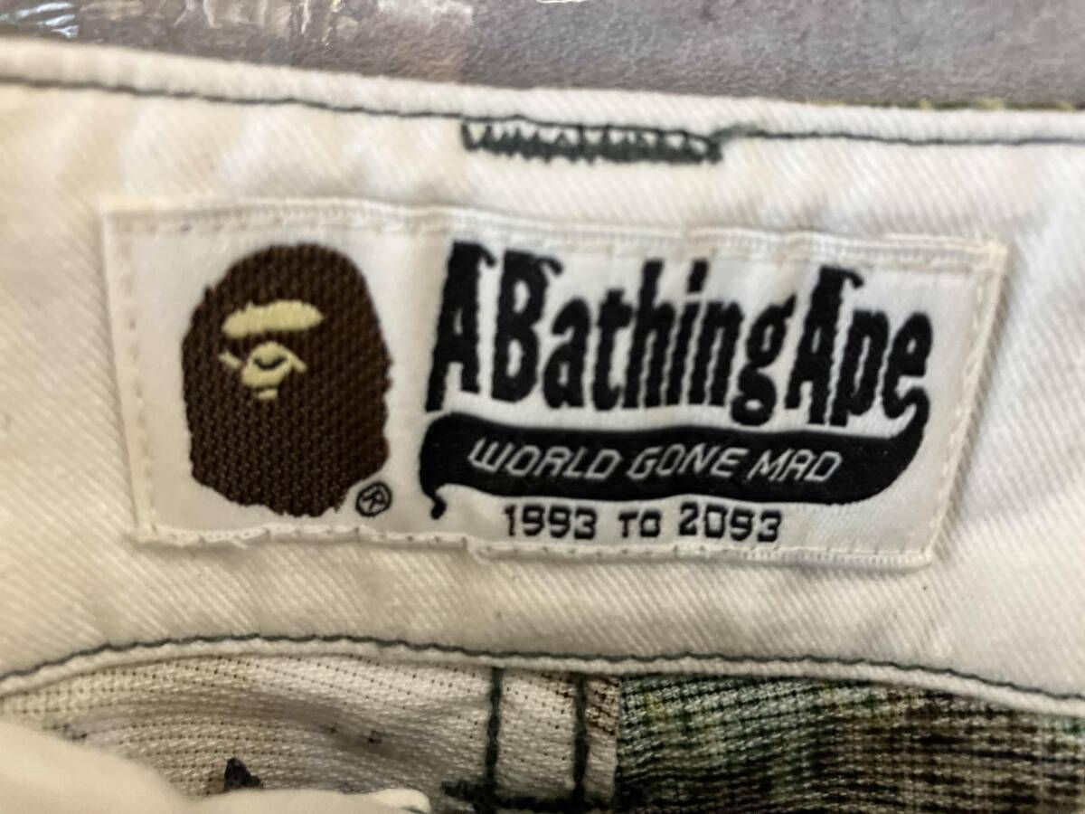 A BATHING APE half pants パターン切替カモショーツ ハーフパンツ サイズM グリーン アベイシングエイプ