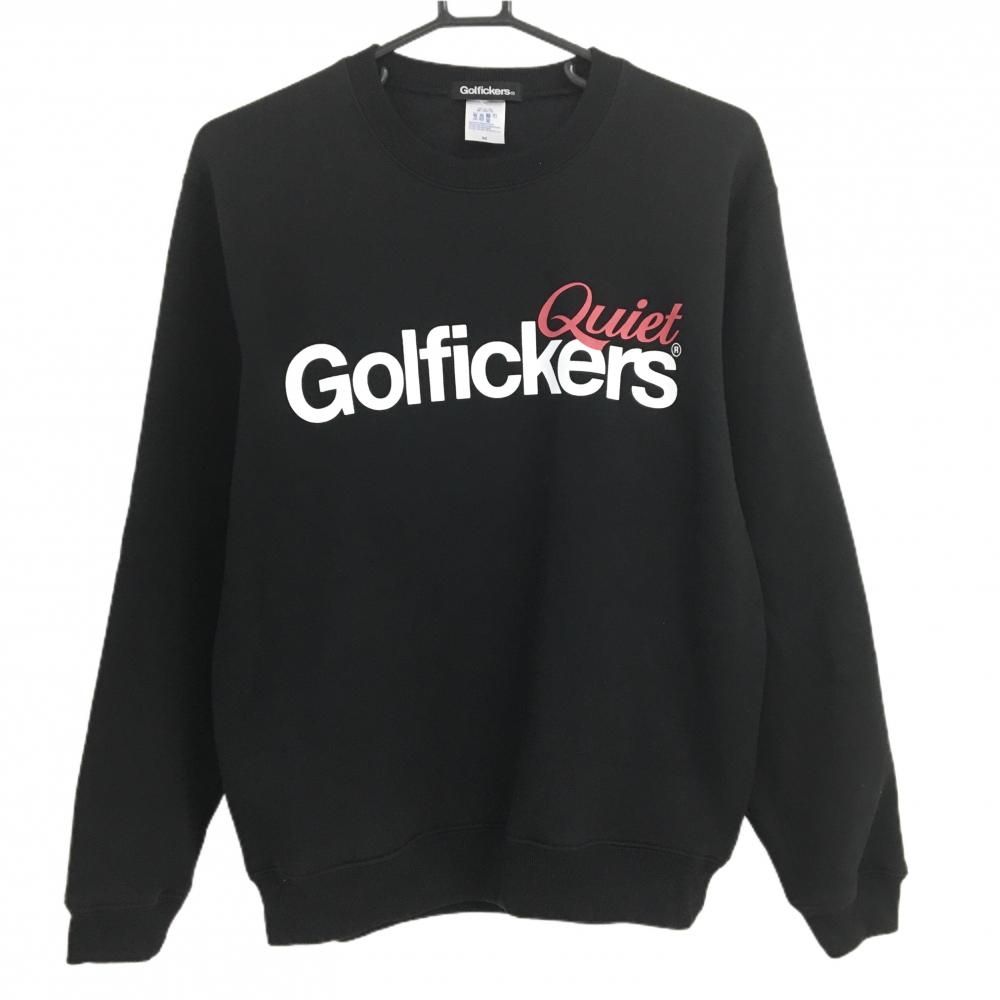 Golfickers ゴルファッカーズ　ゴルフ　スウェット　トレーナー　ウェア 美品】ゴルフィッカーズ トレーナー 黒×白 裏起毛 スウェット ロゴ