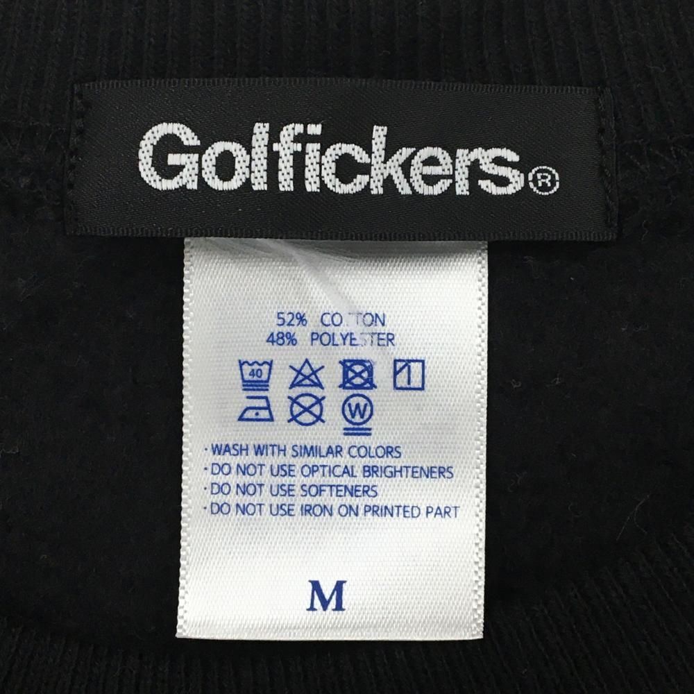 美品】ゴルフィッカーズ トレーナー 黒×白 裏起毛 スウェット ロゴ