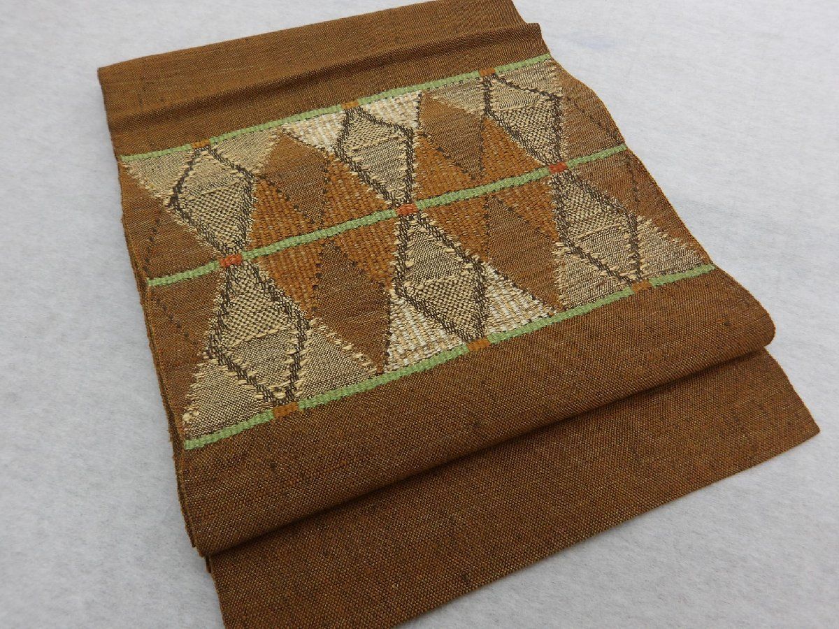 P 41052 手織り 真綿紬 八寸 名古屋帯 bｃ