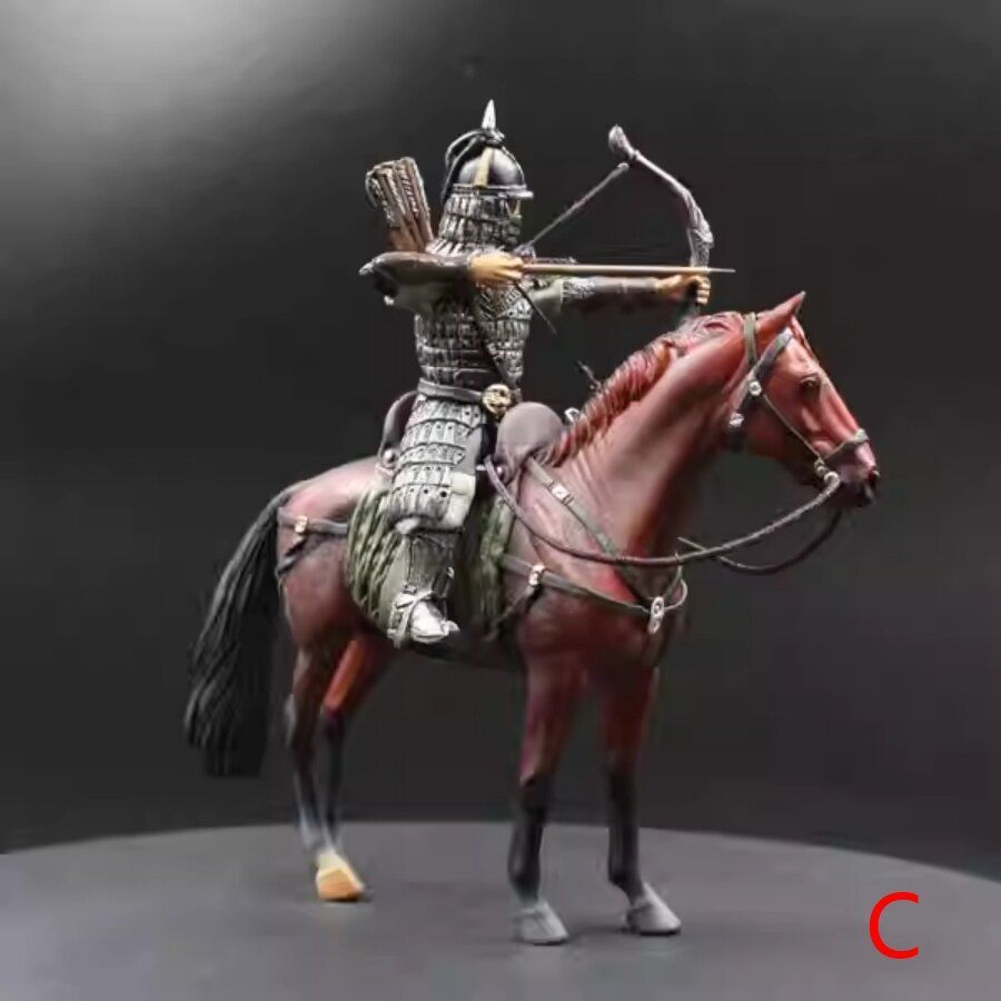 送料無料】1:18 3.75inch 古代兵士 フィギュア モンゴル騎兵 人馬