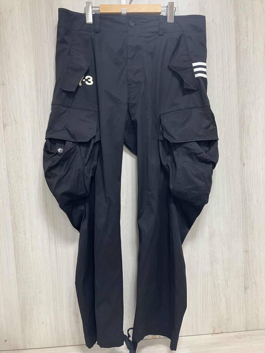 Y 3 ワイスリー カーゴパンツ 裾ドローストリング ビッグポケット ブラック サイズS