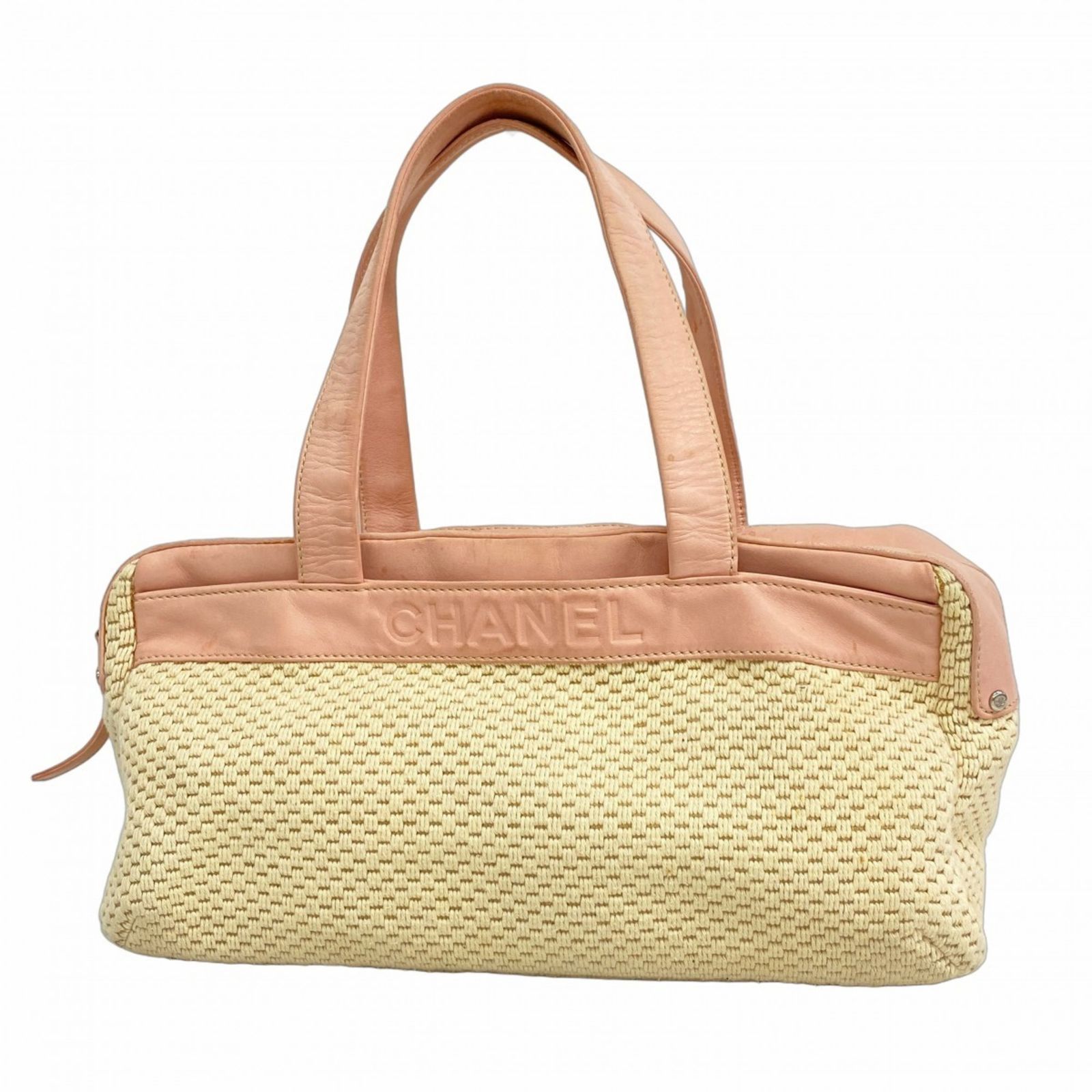 シャネル(Chanel) シャネル トートバッグ キャンバス レザー ベージュ