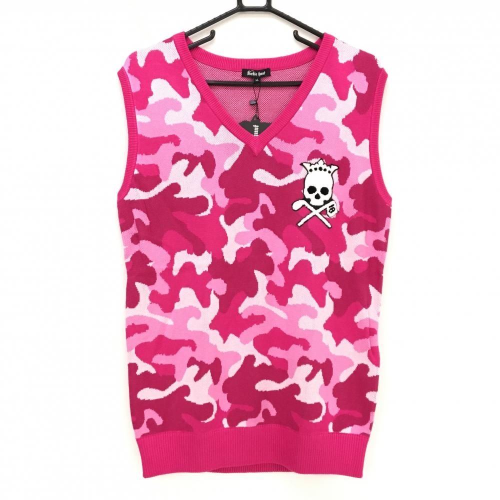 バーディーハント、ニットベスト 新品】バーディーハント ニットベスト ピンク カモフラ 迷彩 Vネック