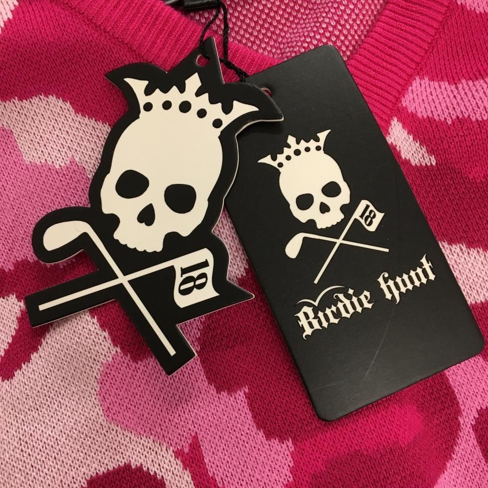 バーディーハント、ニットベスト 新品】バーディーハント ニットベスト ピンク カモフラ 迷彩 Vネック