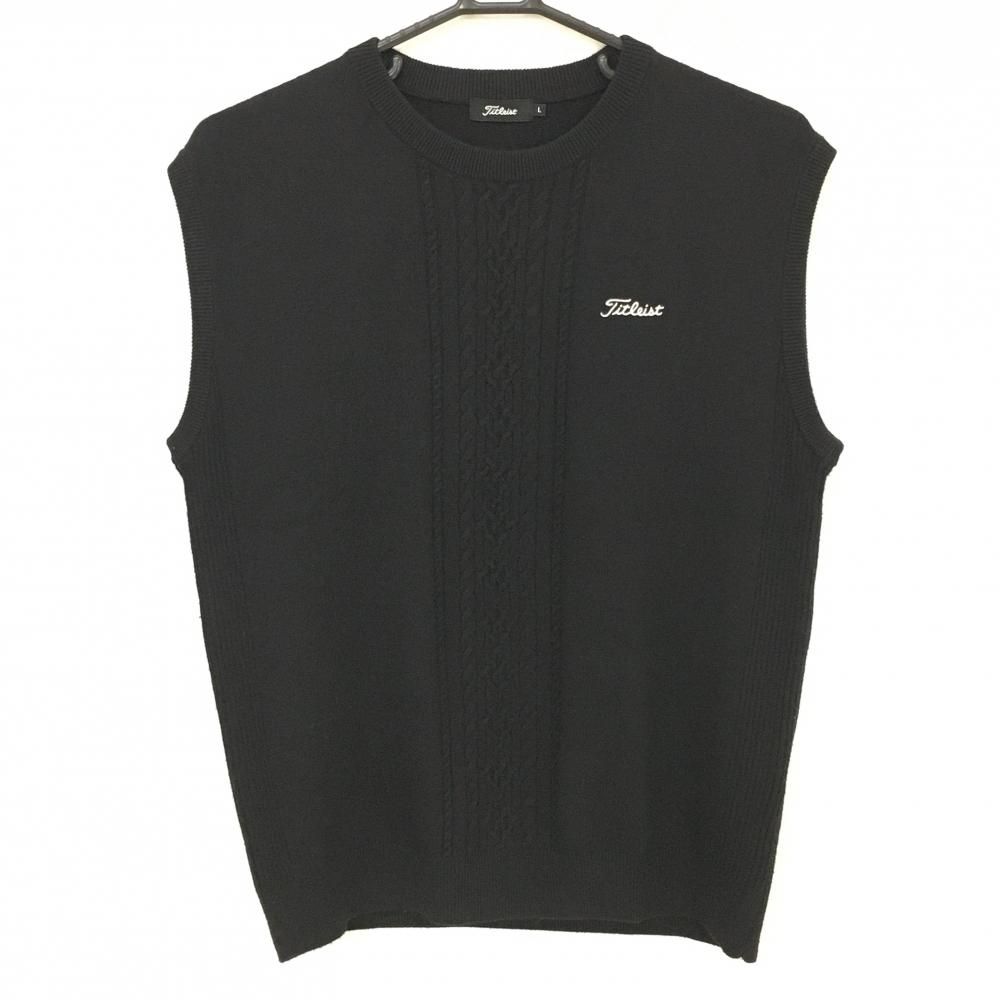 【超美品】タイトリスト ベスト 黒 フロントケーブル編み  レディース L ゴルフウェア TITLEIST