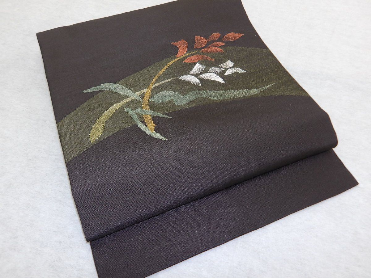 P 41054 手織り すくい織り 九寸 名古屋帯 bｃ