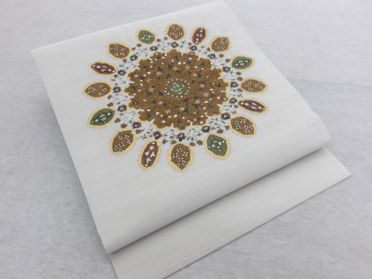 P 41056 明綴れ 手織り 九寸 名古屋帯 仕立て上がり品 bｋ