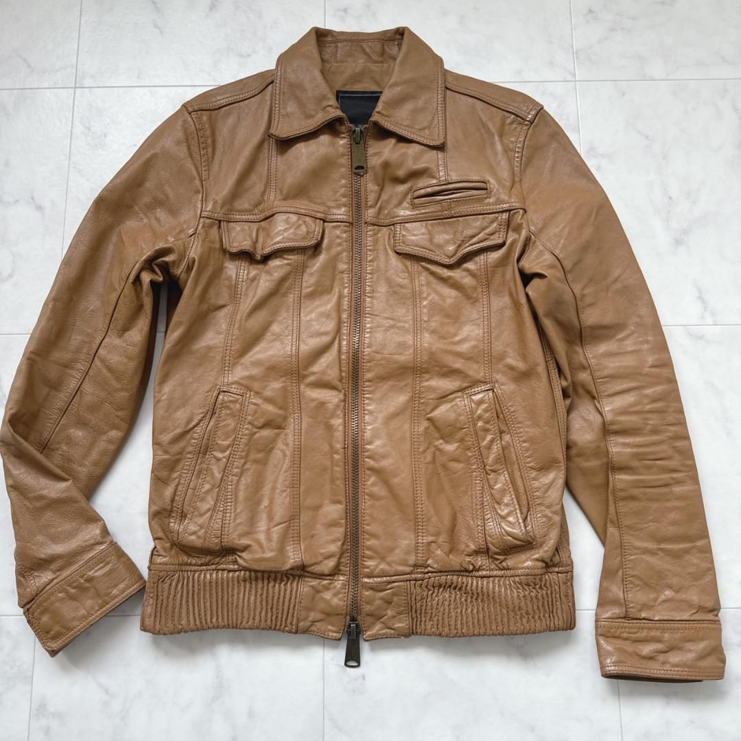 TETE HOMME レザージャケット ライダース シングル馬革 本革 キャメル