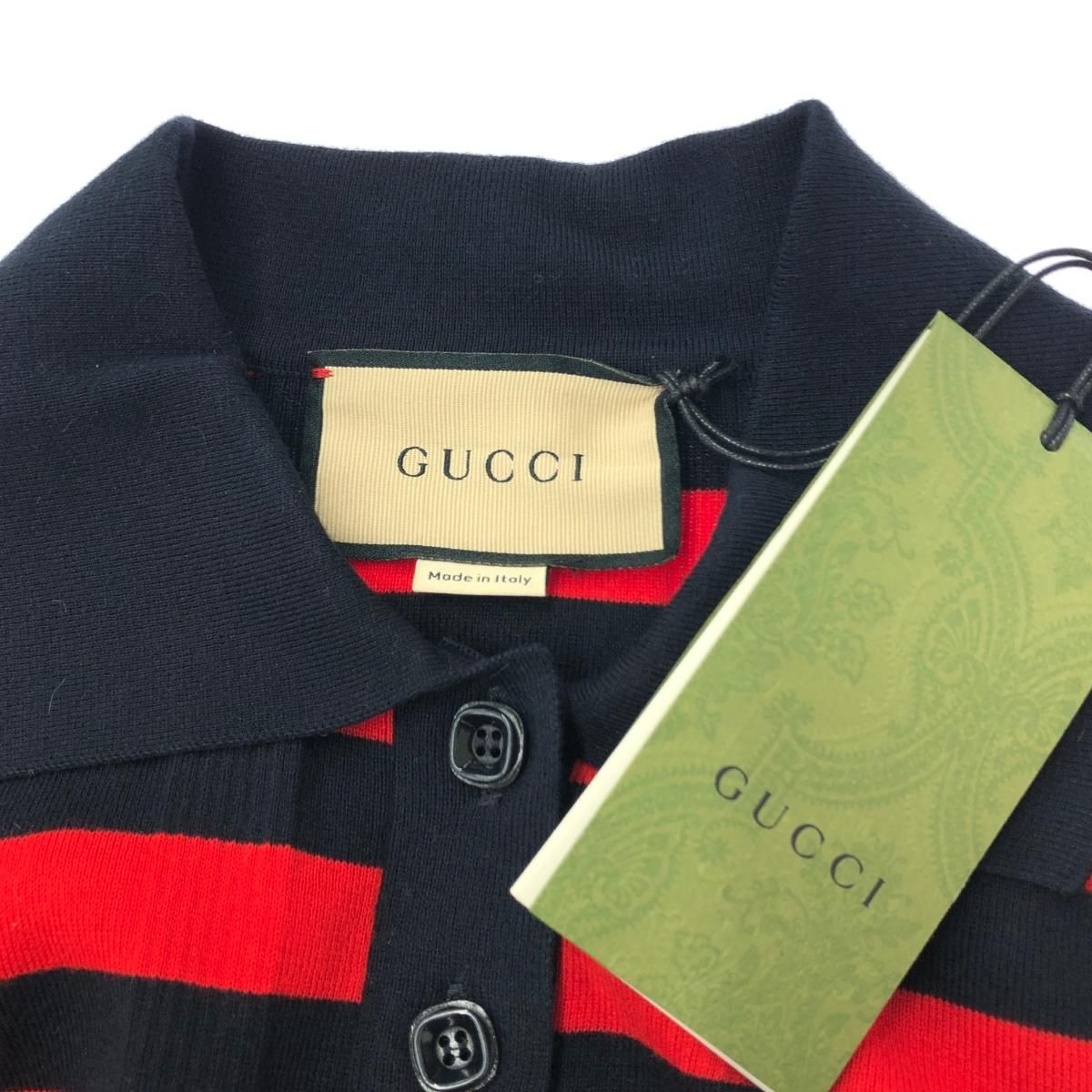 GUCCI グッチ ニットミニワンピース サイズS GUCCI グッチ ボーダーニットワンピース 小さいサイズ:XS キャット刺繍