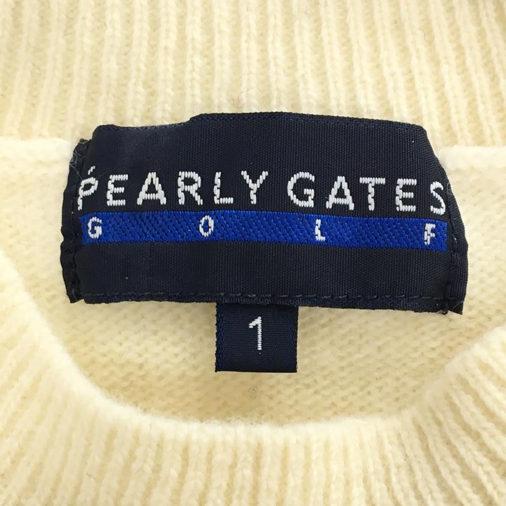 美品】パーリーゲイツ セーター アイボリー×ネイビー フロントロゴ