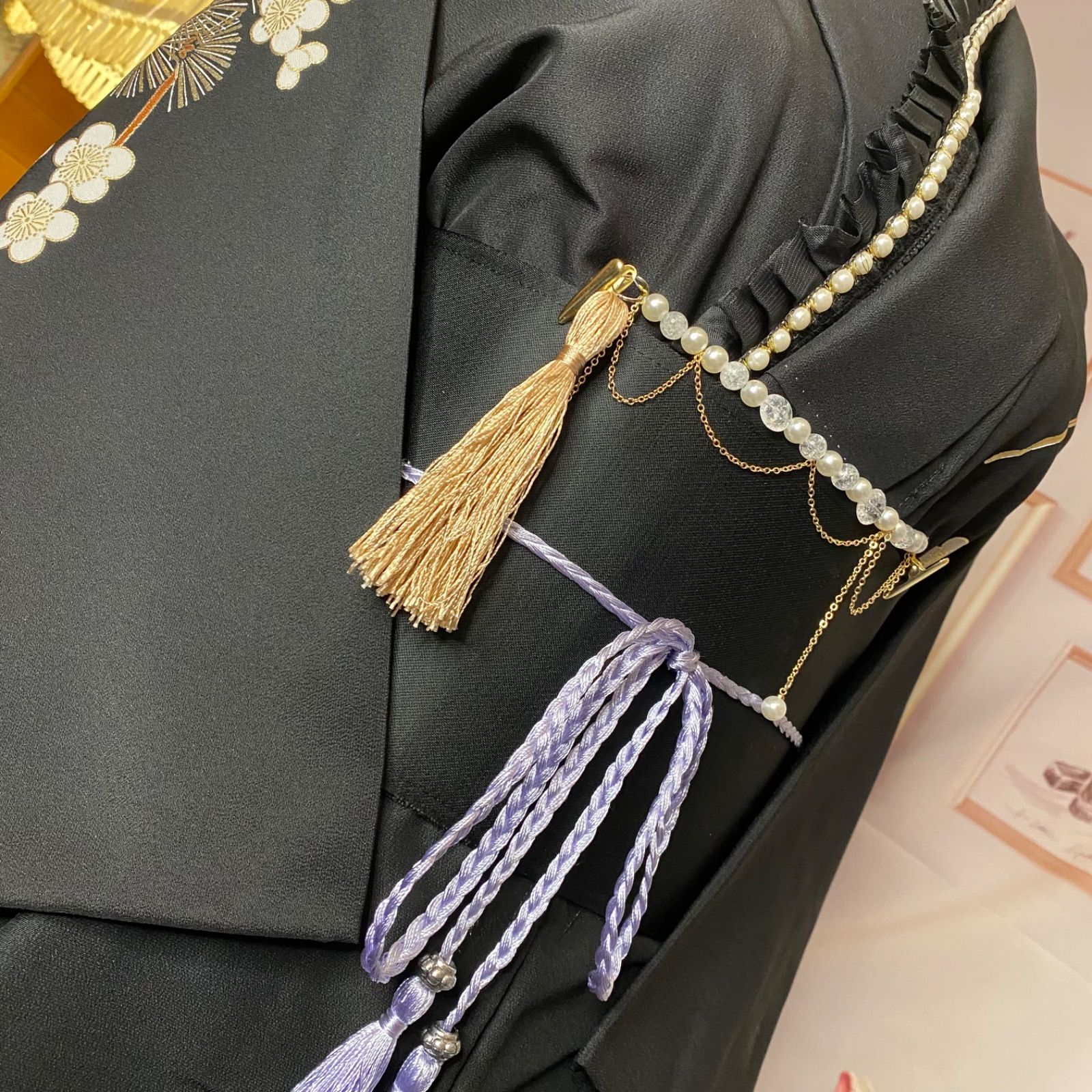 帯飾り 天然石 和洋折衷 和ロリータ ハンドメイド アクセサリー  幻想的な光の粒 Q-7