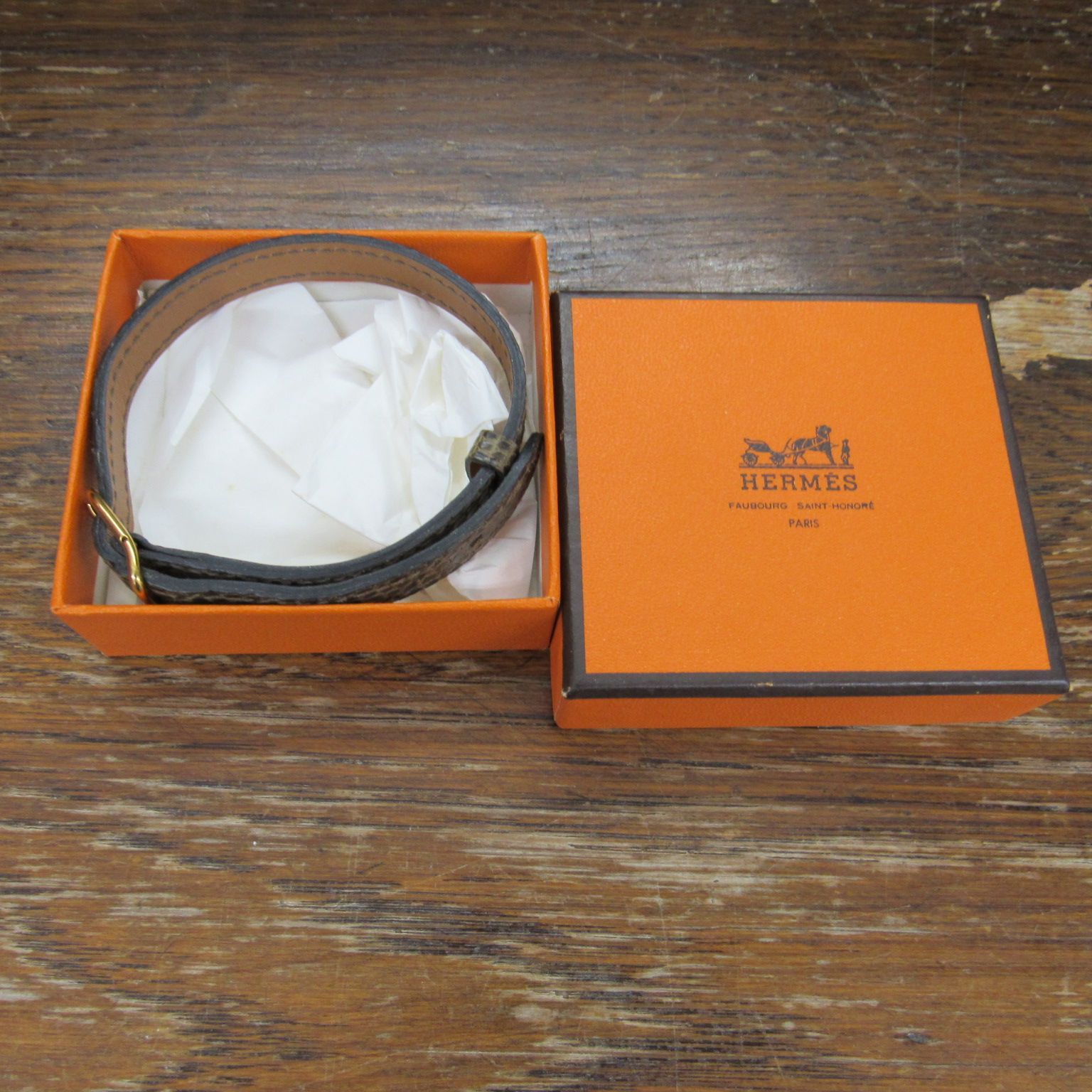 HERMES 猫用首輪 コリエ プール シシャ リザード 品 ブラウン 2024