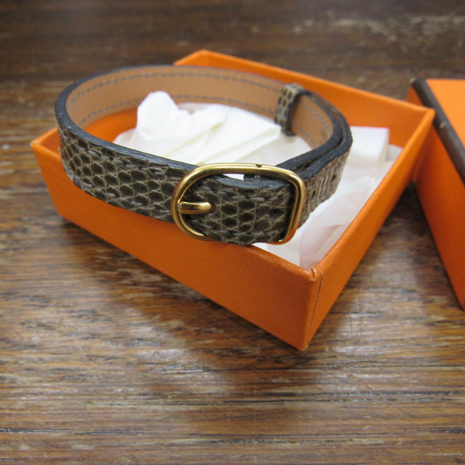 HERMES 猫用首輪 コリエ プール シシャ リザード 品 ブラウン 2024