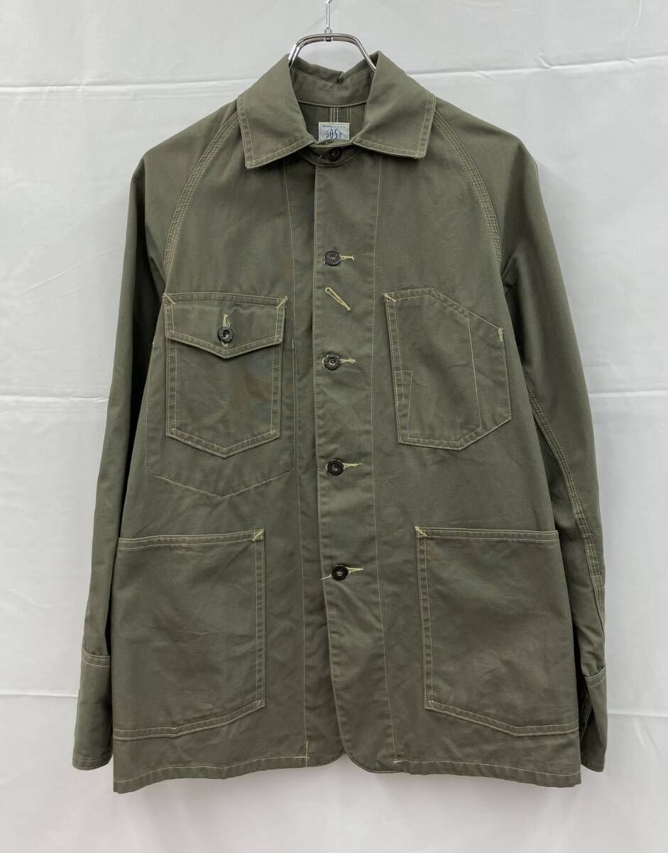 POST O ALLS ポストオーバーオールズ ミリタリージャケット 綿 XS カーキ 通年
