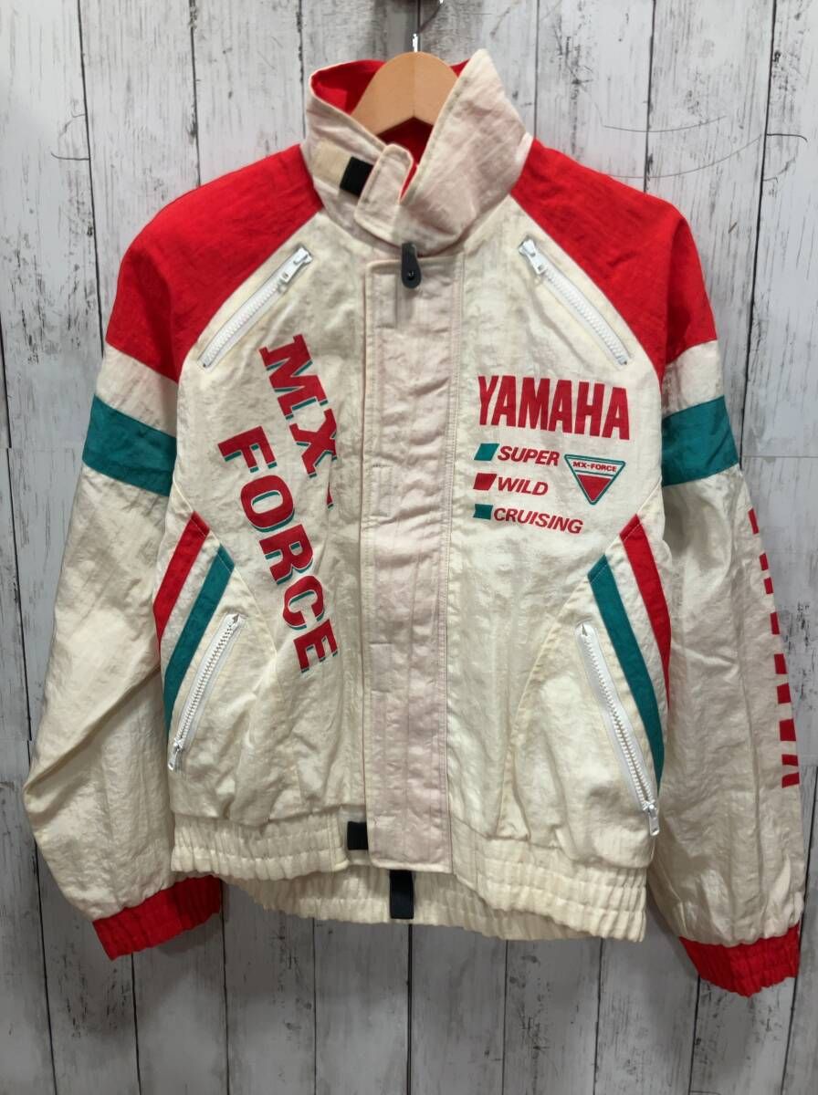 YAMAHA ﾔﾏﾊ ﾚｰｼﾝｸﾞｼﾞｬｹｯﾄ ナイロン ホワイト レッド その他ｼﾞｬｹｯﾄ MX-FORCE 黄ばみ ﾏｼﾞｯｸﾃｰﾌﾟ 肩ﾊﾟｯﾄﾞ