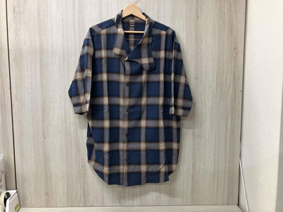 glamb グラム Stand Collar半袖チェックシャツ サイズ S ブルー系
