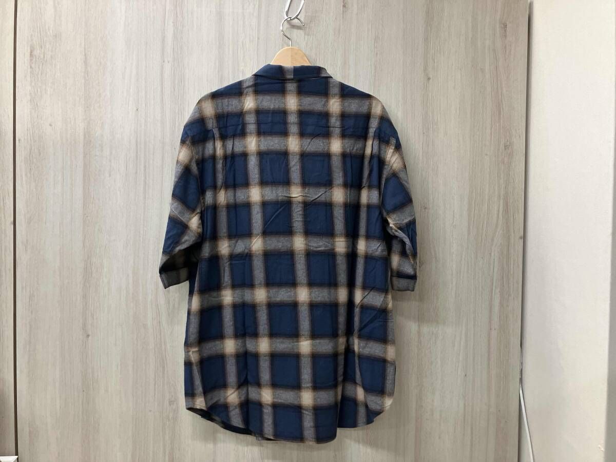 glamb グラム Stand Collar半袖チェックシャツ サイズ S ブルー系