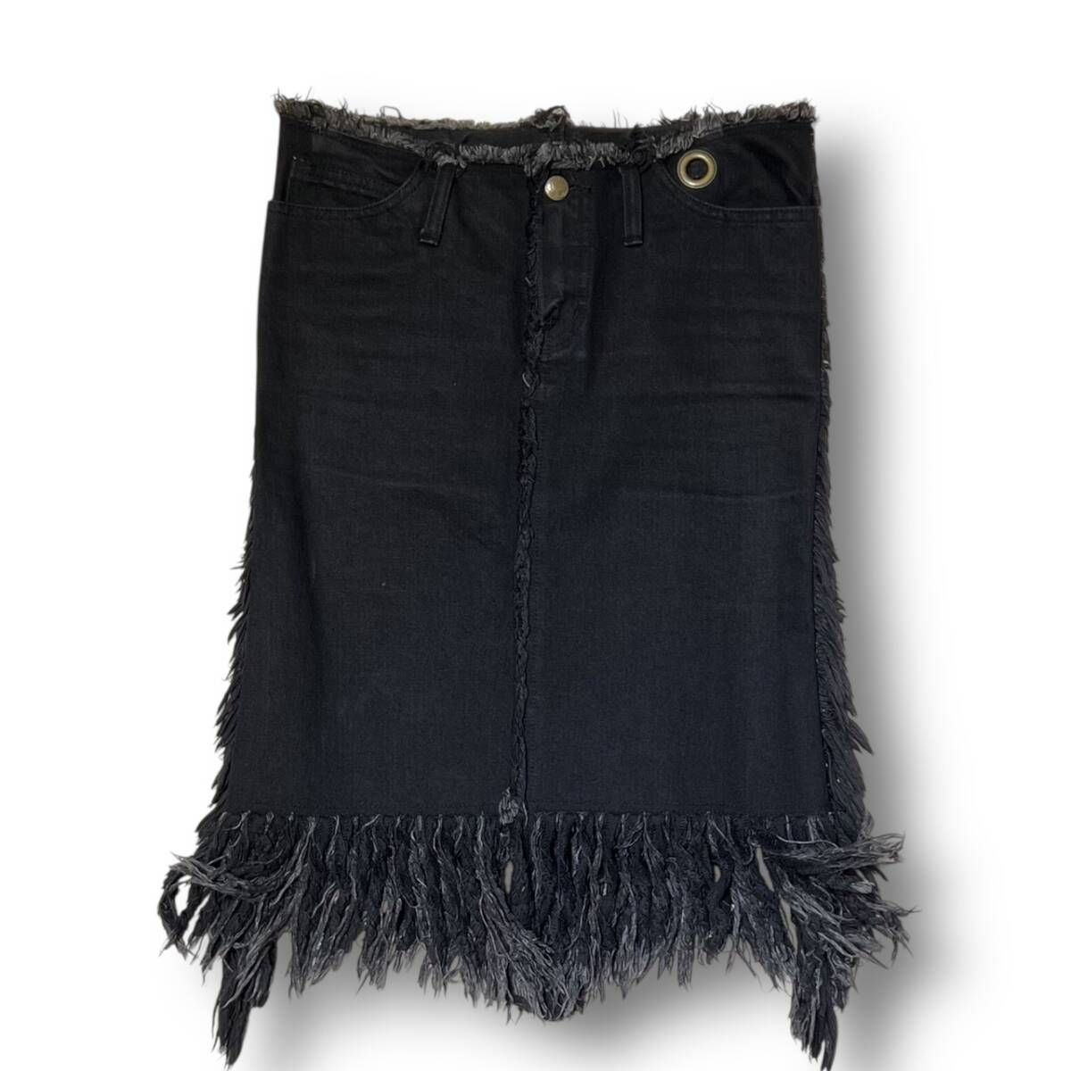 L G B denim fringe skirt ジェロニモデニムフリンジスカート ブラック サイズ26 エルジービー