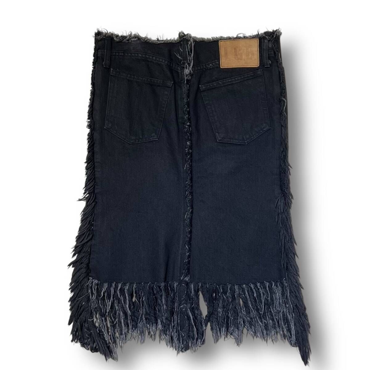 L G B denim fringe skirt ジェロニモデニムフリンジスカート ブラック サイズ26 エルジービー トレーナー ワンポイント