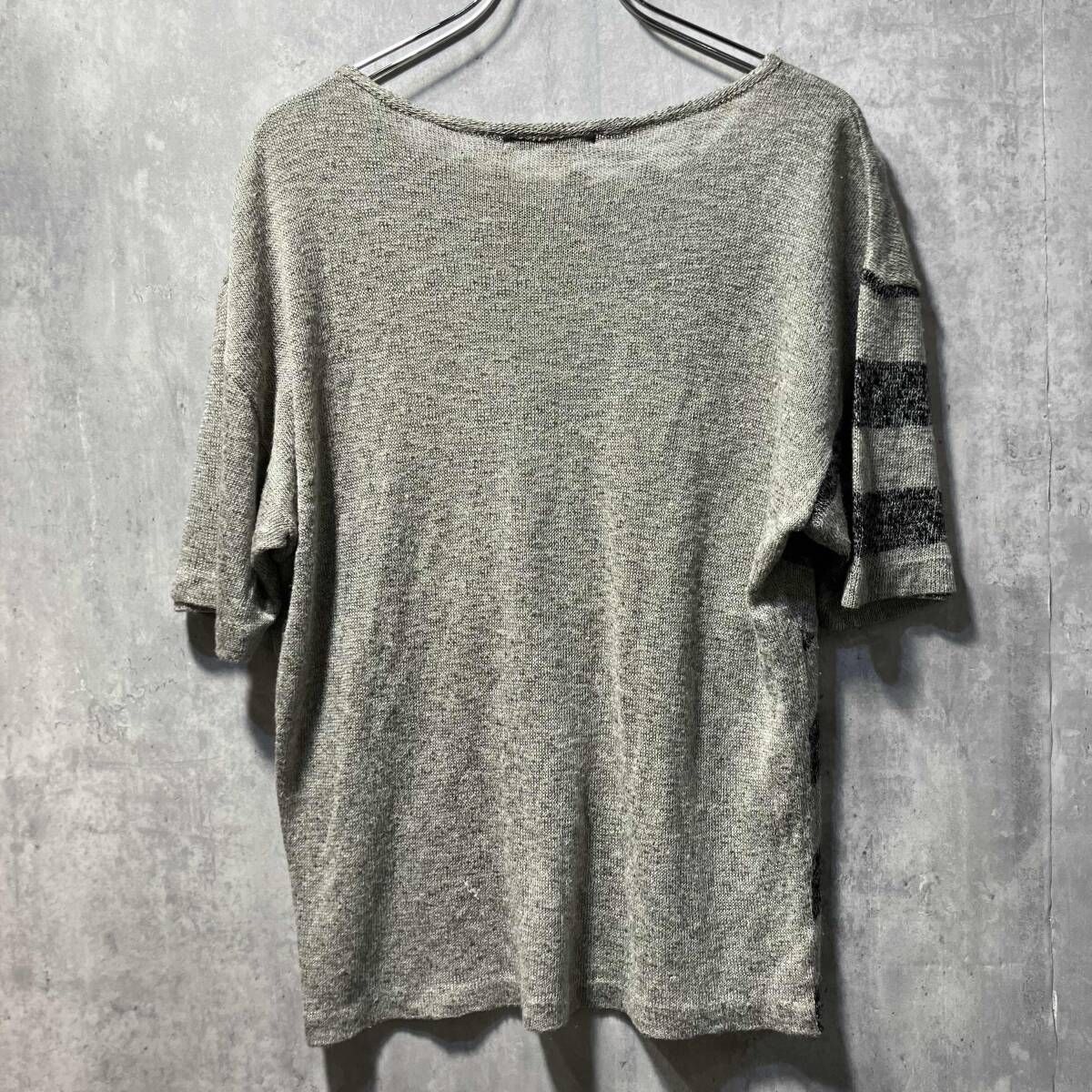 80 s ISSEY MIYAKE border design short sleeve knit ボーダーデザイン半袖ニット ブラック グレー系 サイズF イッセイミヤケ