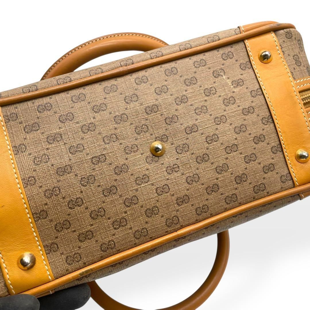美品 GUCCI オールドグッチ ハンドバッグ GG柄 ブラウン PVC レザー