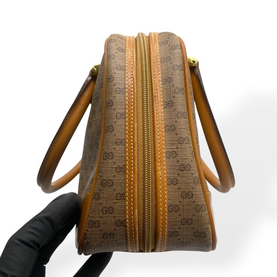 美品 GUCCI オールドグッチ ハンドバッグ GG柄 ブラウン PVC レザー