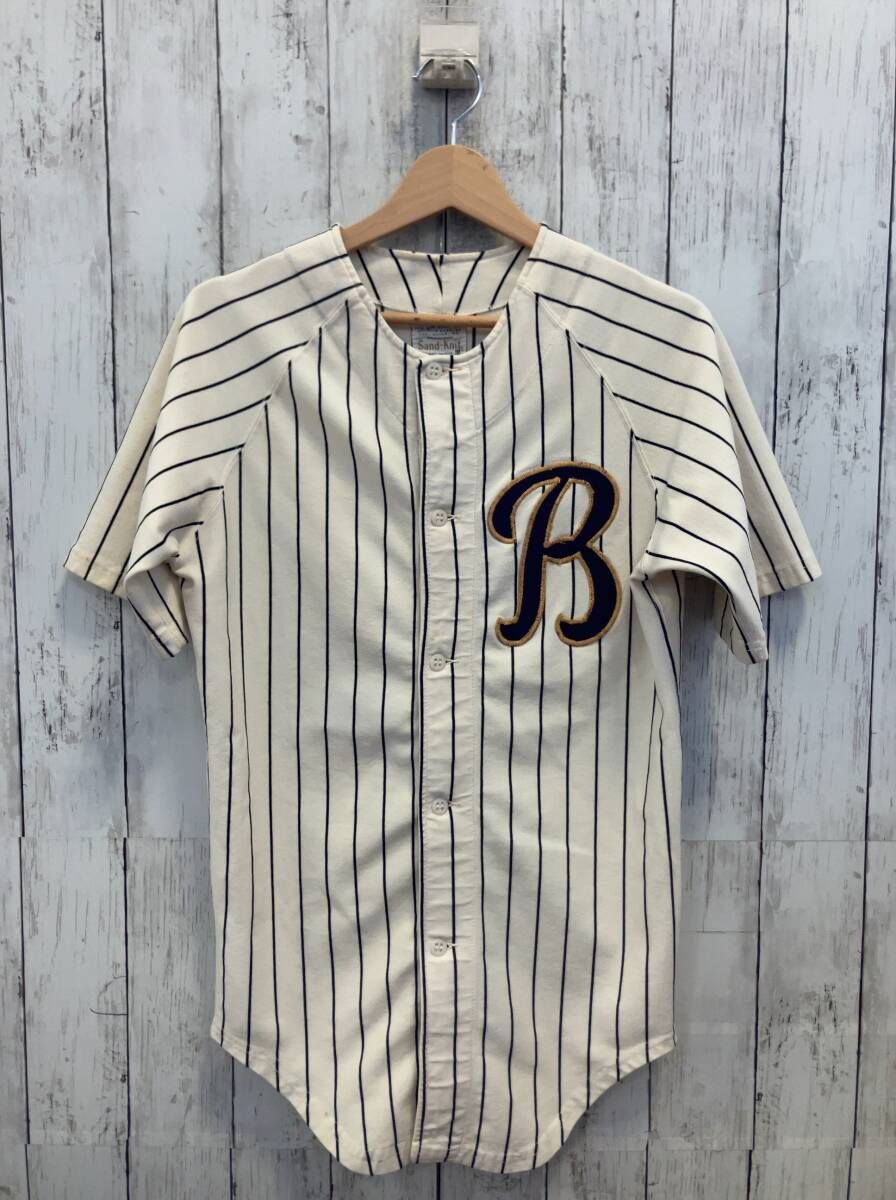 Sand Knit サンドニット 半袖シャツ 60 s ベースボールシャツ ストライプ 身幅細