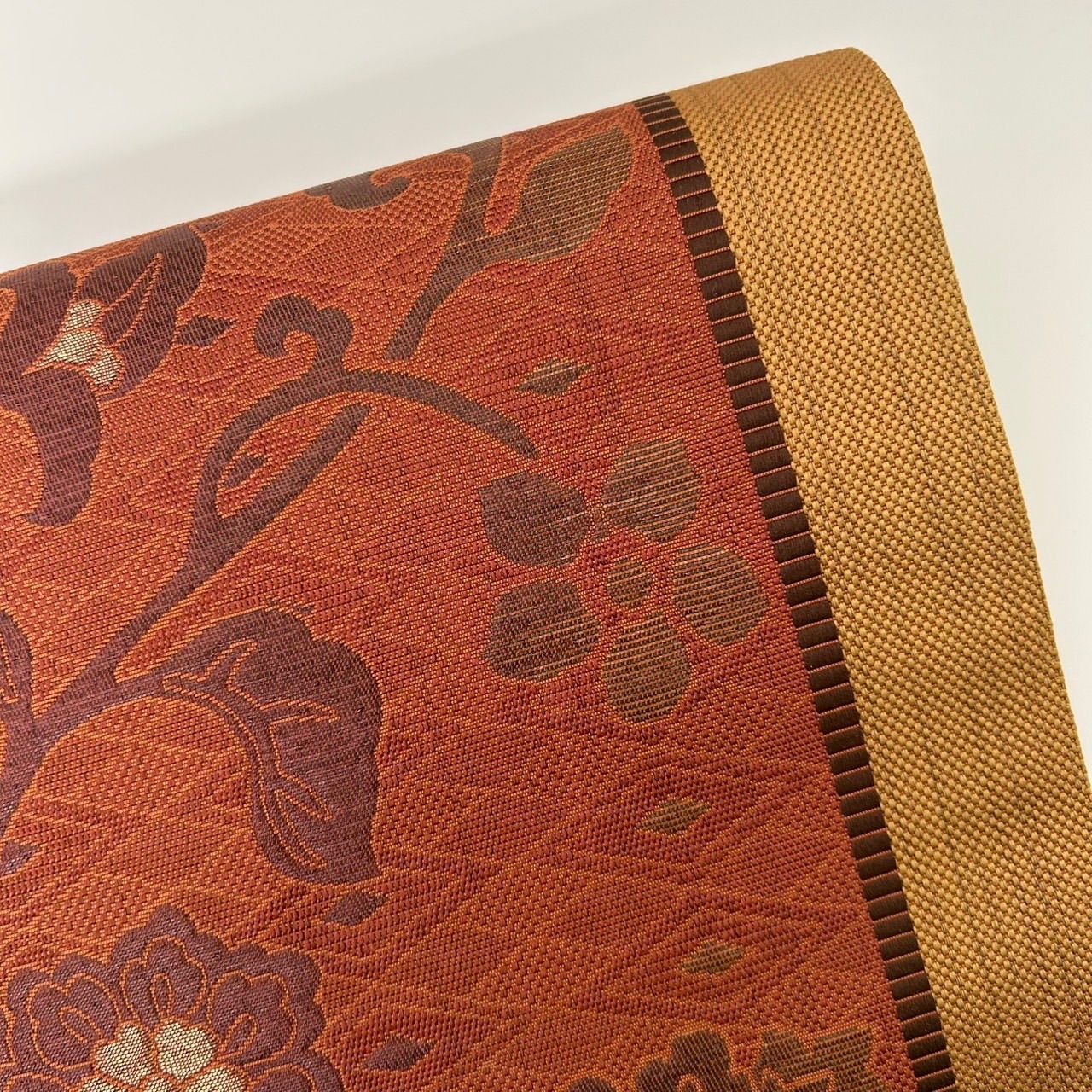 名古屋帯 本場筑前博多帯 花唐草 織り出し 八寸 正絹 着物 MA-1671