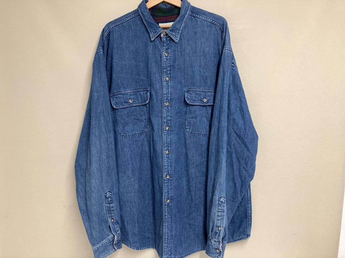 Eddie bauer デニムシャツ 長袖シャツ エディバウアー 90 s 裏地あり