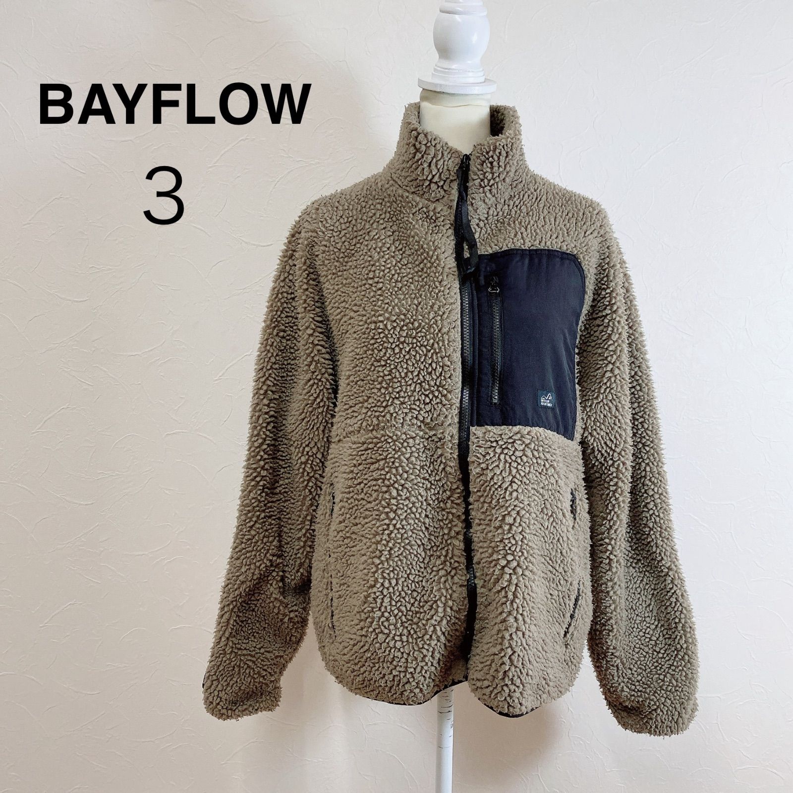 BAYFLOW ボアスタンドブルゾン ボアジャケット ブルゾン ナイロン切替 