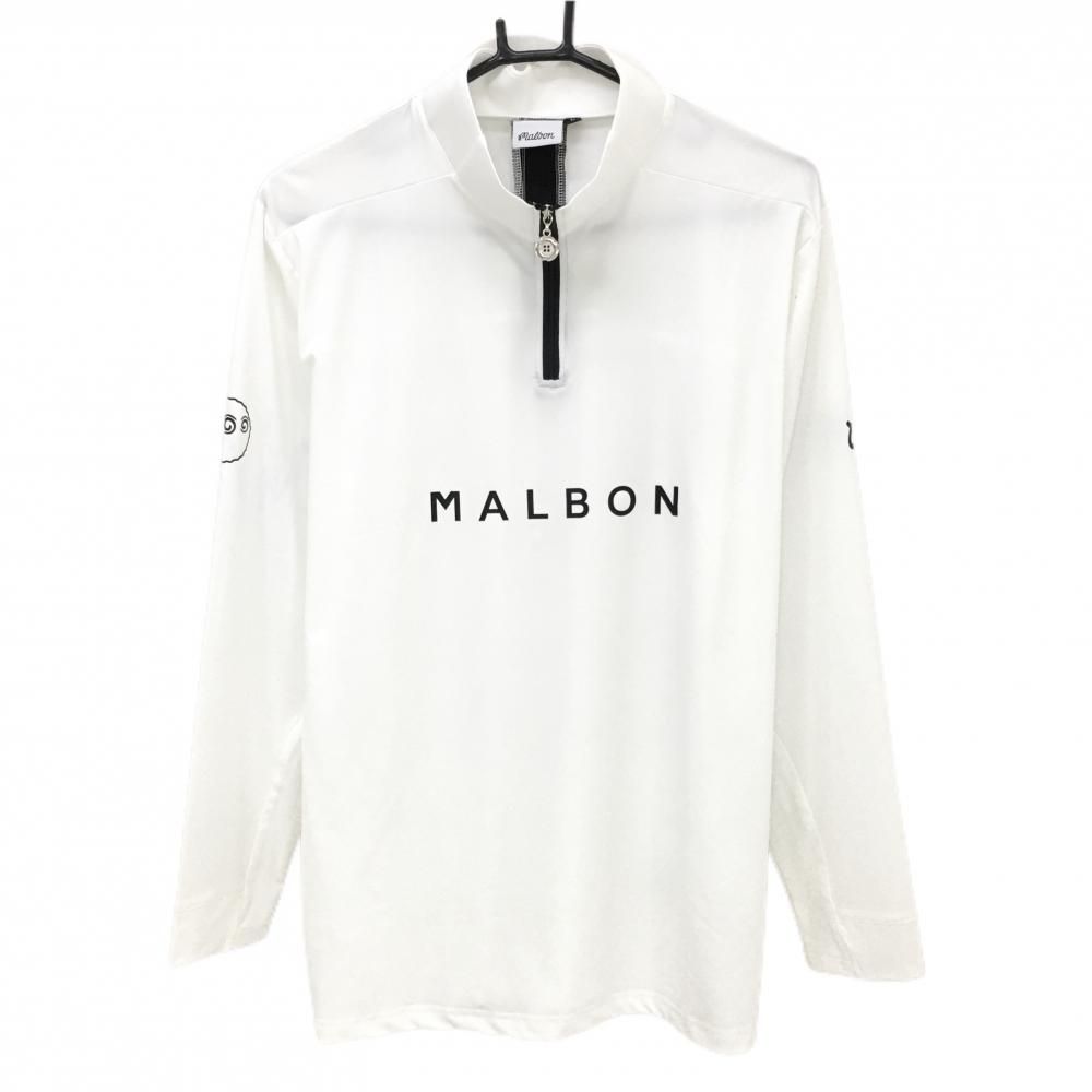 マルボン 長袖ハイネックシャツ 白×黒 ハーフジップ 韓国モデル