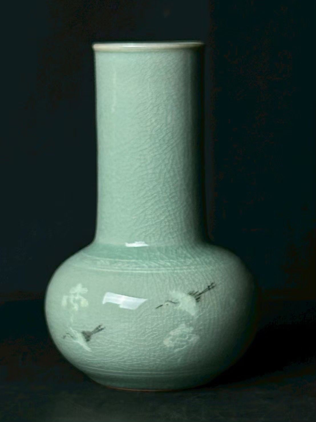 幽玄】韓国人間国宝 柳海剛 高麗 青磁象嵌雲鶴文 花瓶 - メルカリ