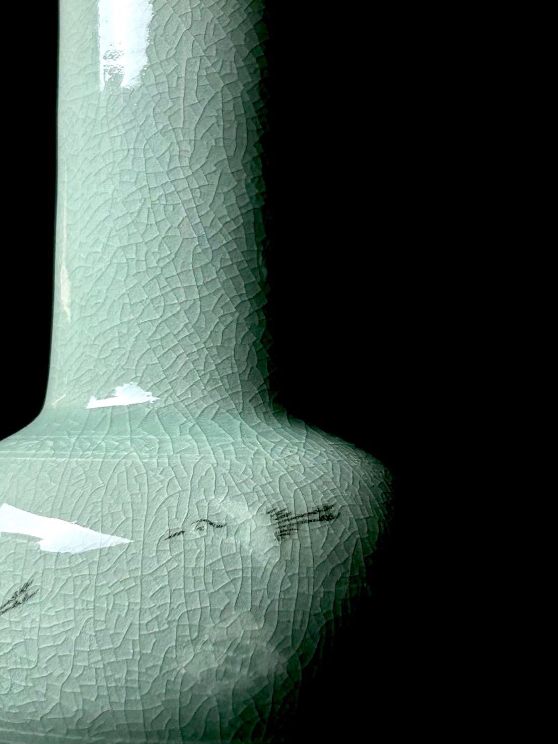 韓国人間国宝 ユへガン 柳海剛 高麗青磁 グリーン 水注 花柄 縄型 水差 韓国人間国宝 ユへガン 柳海剛 高麗青磁 グリーン 水注 花柄 縄型