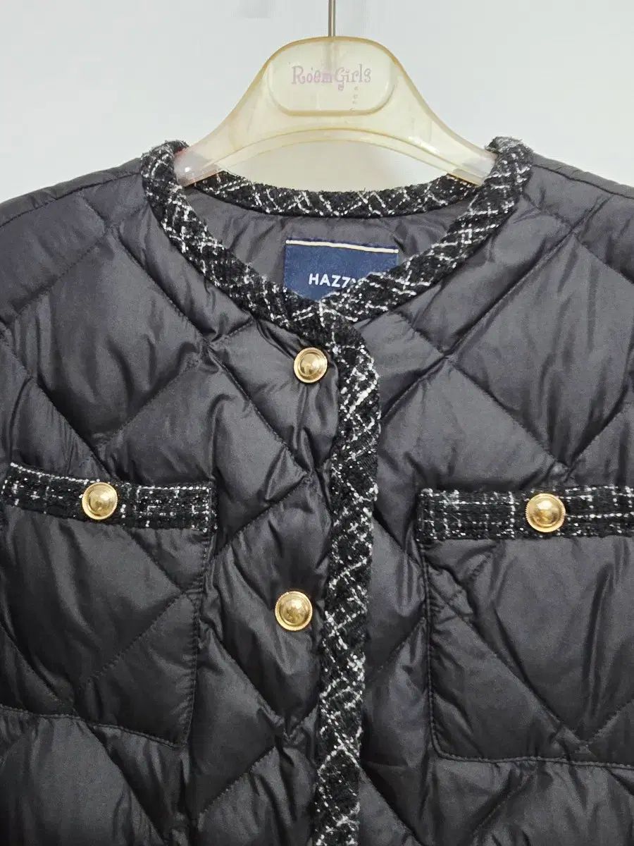 Hazzys Kids へジスキッズ ブラック キルティング ツイード ジャケット