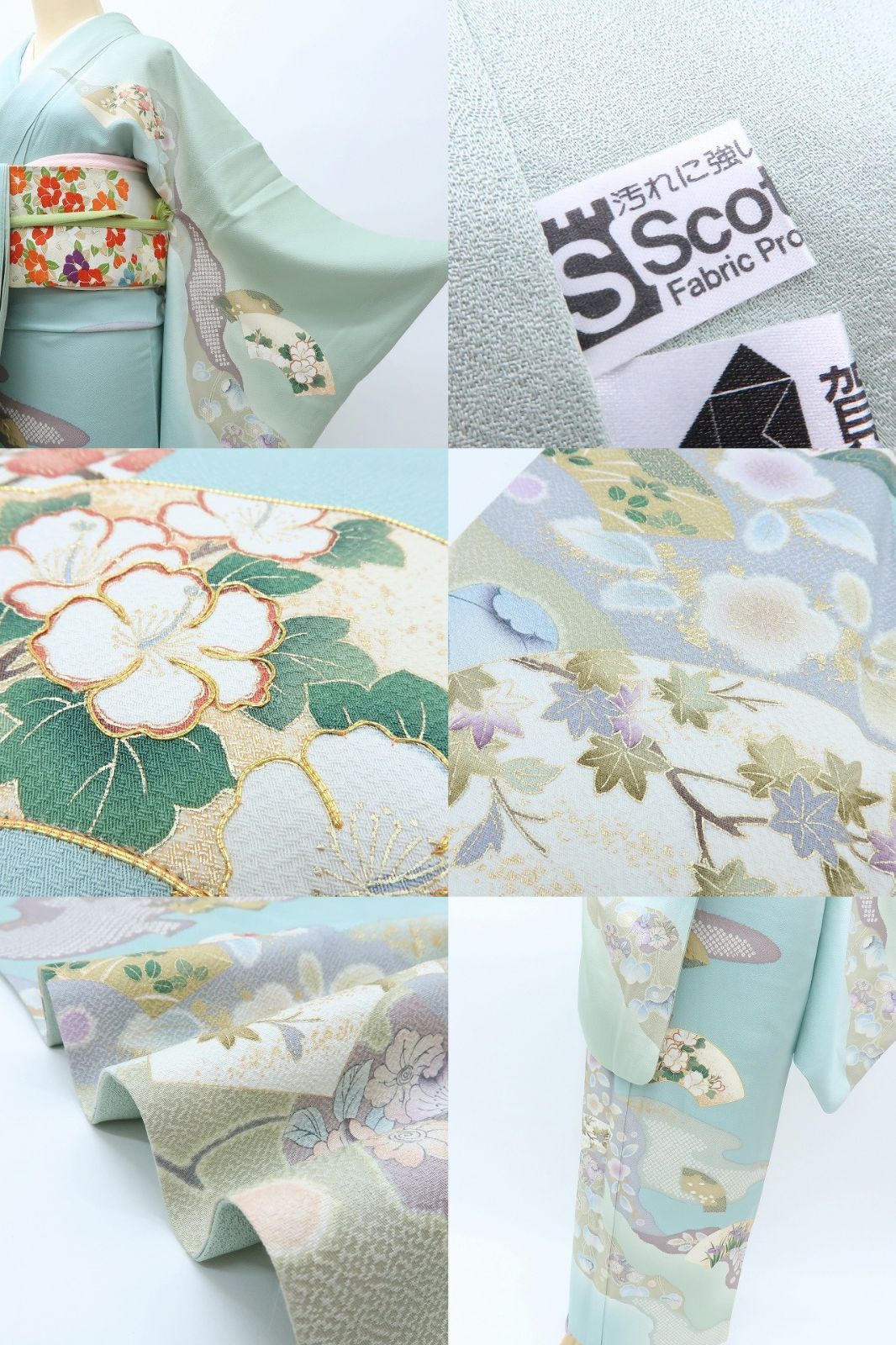 百華❀Y4082◇美品 正絹 金駒刺繡 手縫い仕立て ゆったりサイズ 訪問着