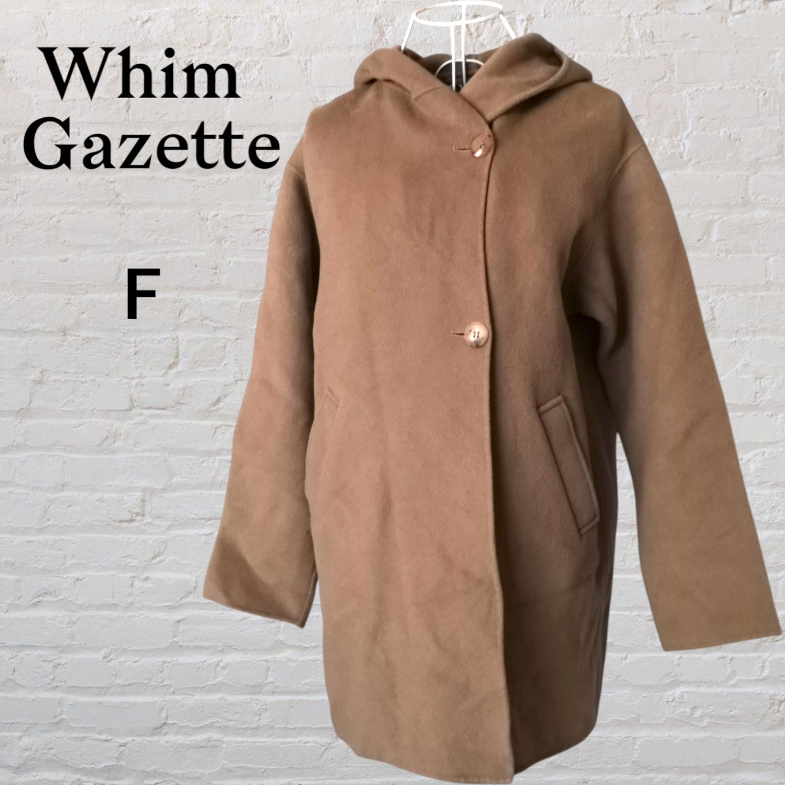 Whim Gazette ウィムガゼット フード付きウールコート キャメル - メルカリ